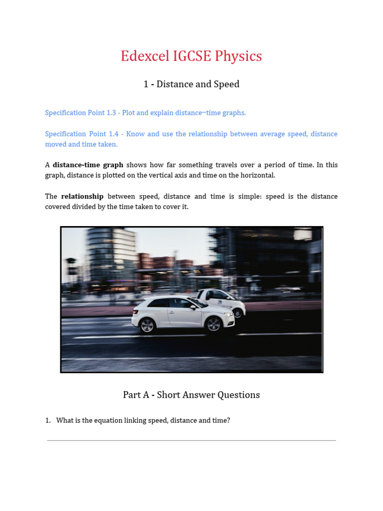Distance and Speed in IGCSE Physics | PDF | Speed | Distance