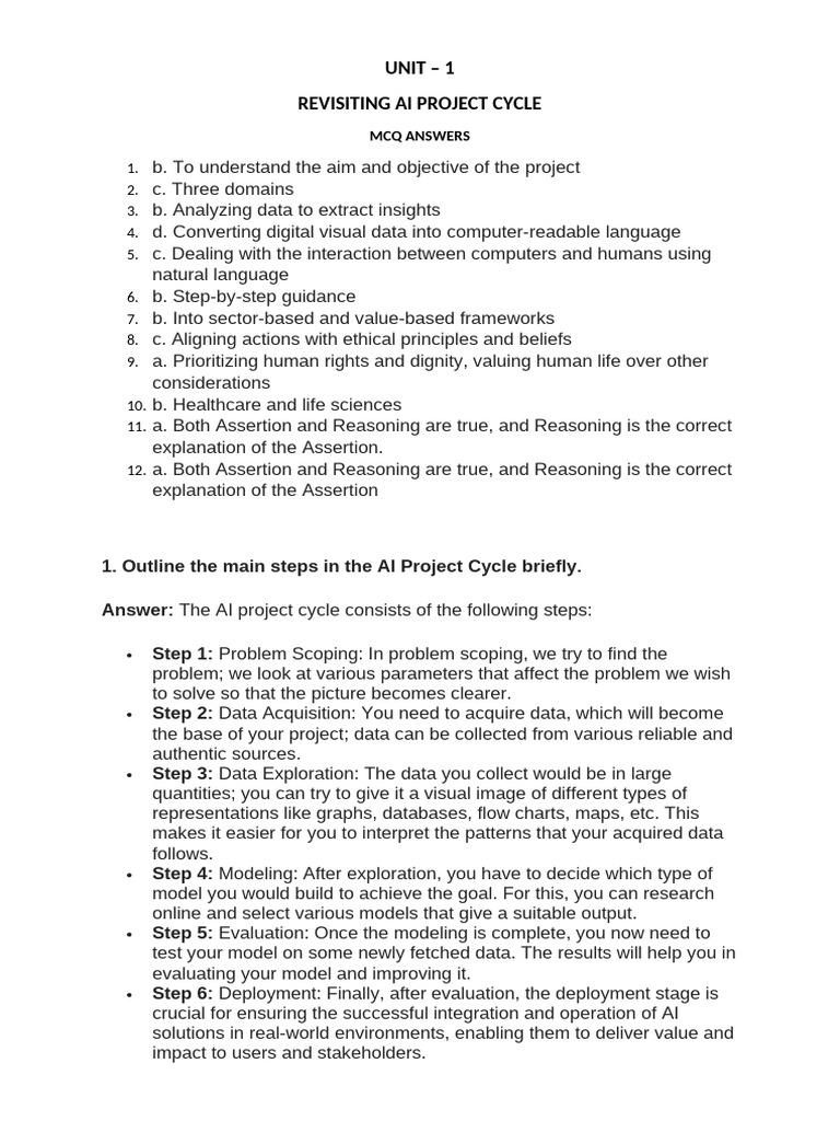 AI Project Cycle and Ethical Frameworks | PDF | Artificial Intelligence ...