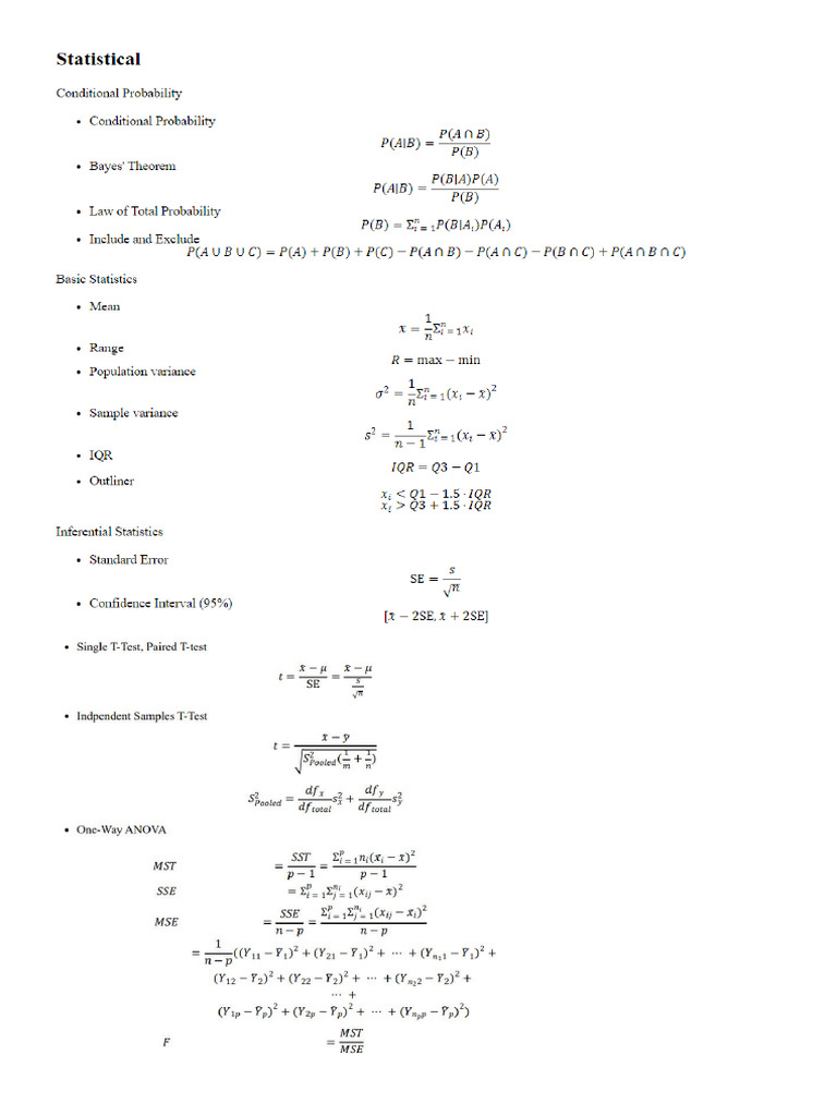 Midterm Formula and Tables | PDF