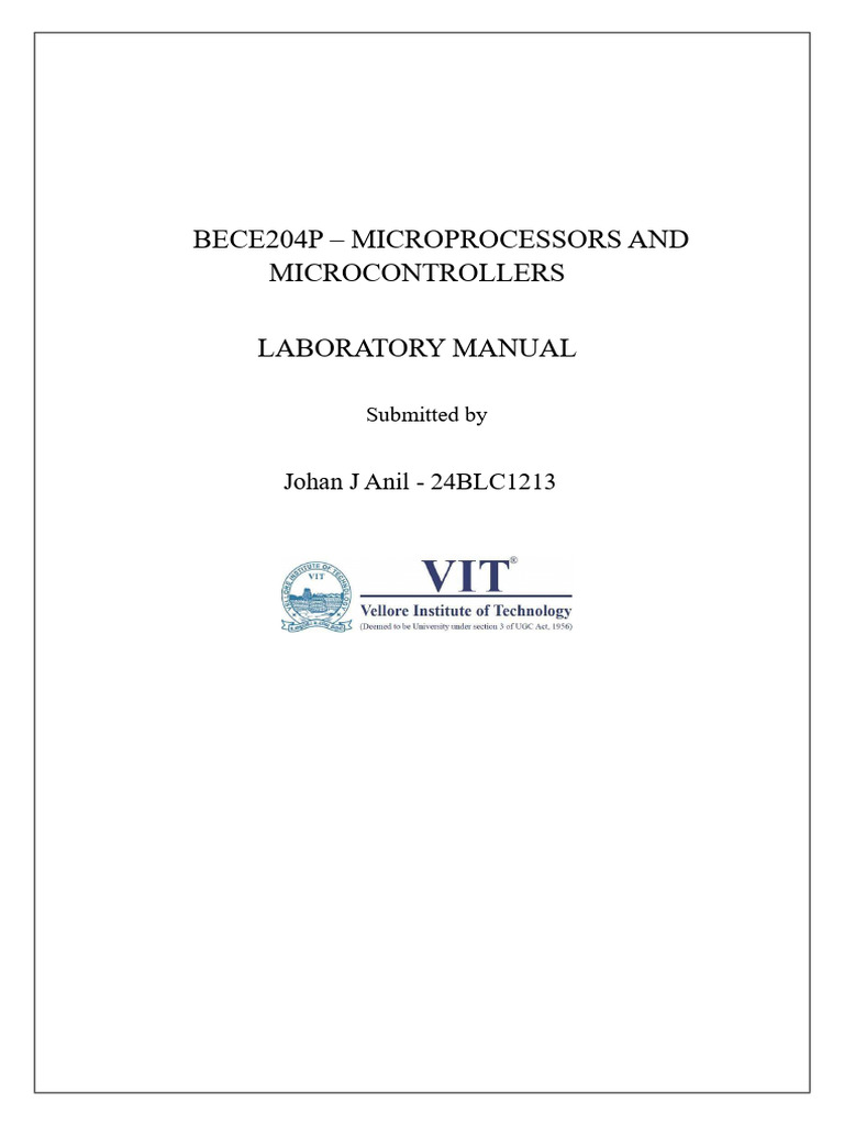 8051 Microcontroller Lab Manual | PDF