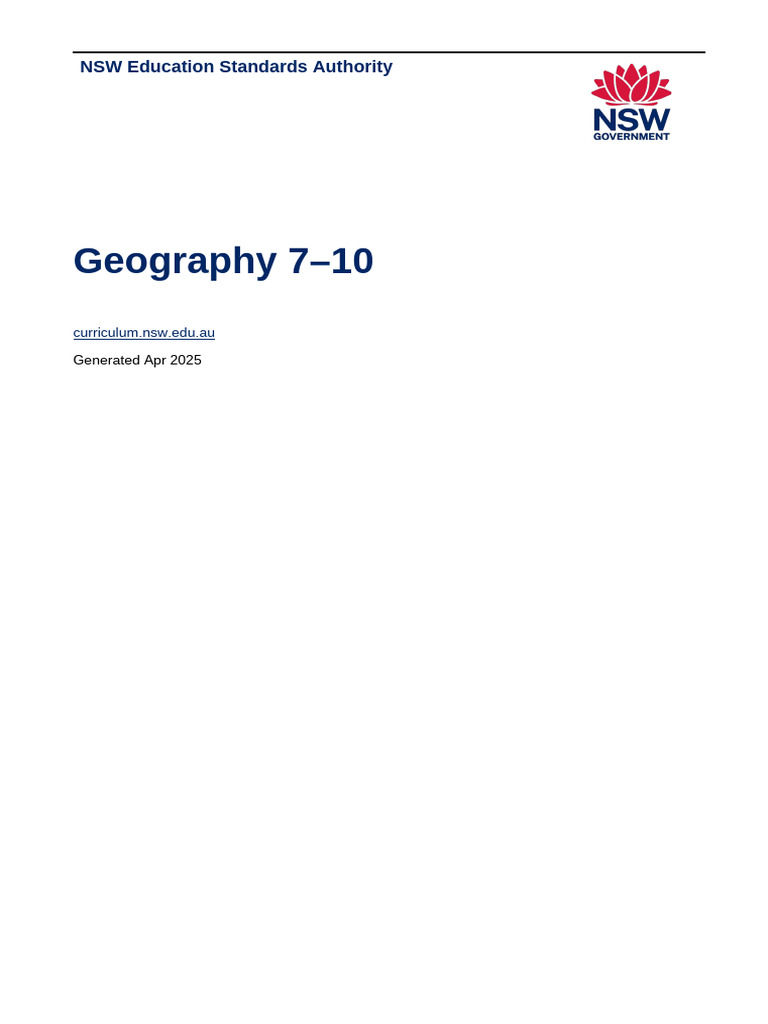NSW Geography Curriculum 7-10 Overview | PDF | Geographic Information ...