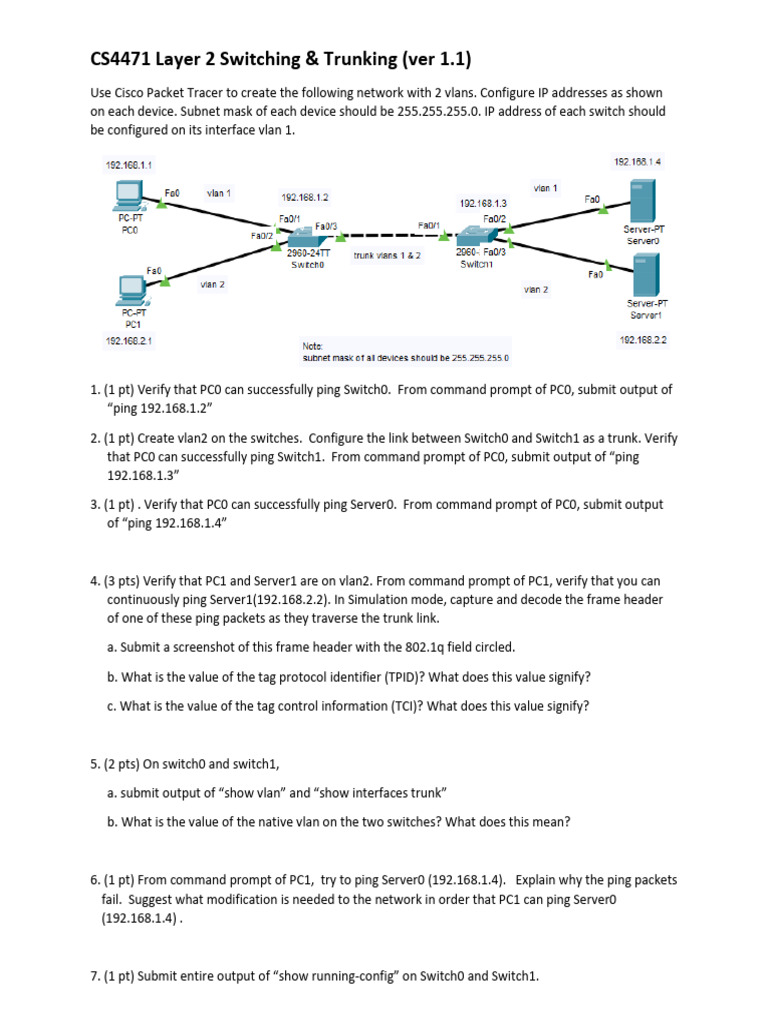 Layer 2 Switching & Trunking Guide | PDF