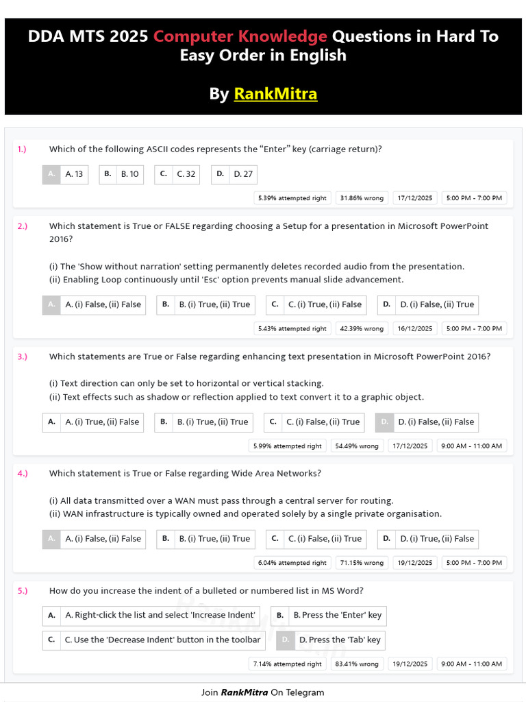 Computer Knowledge Questions 2025 | PDF | Read Only Memory | Microsoft ...