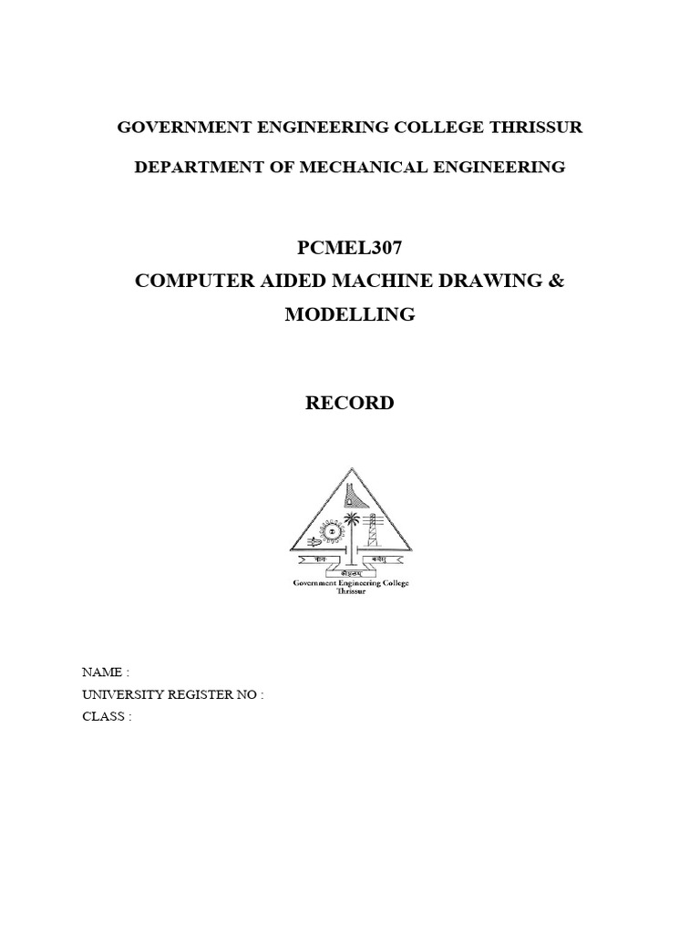 Computer-Aided Machine Drawing Record | PDF | Engineering Tolerance