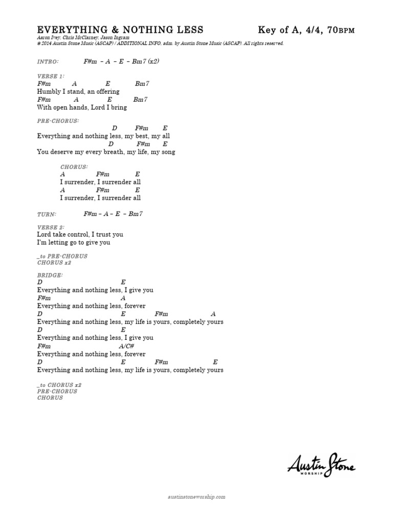 Everything and Nothing Less A | PDF | Song Structure | Elements Of Music