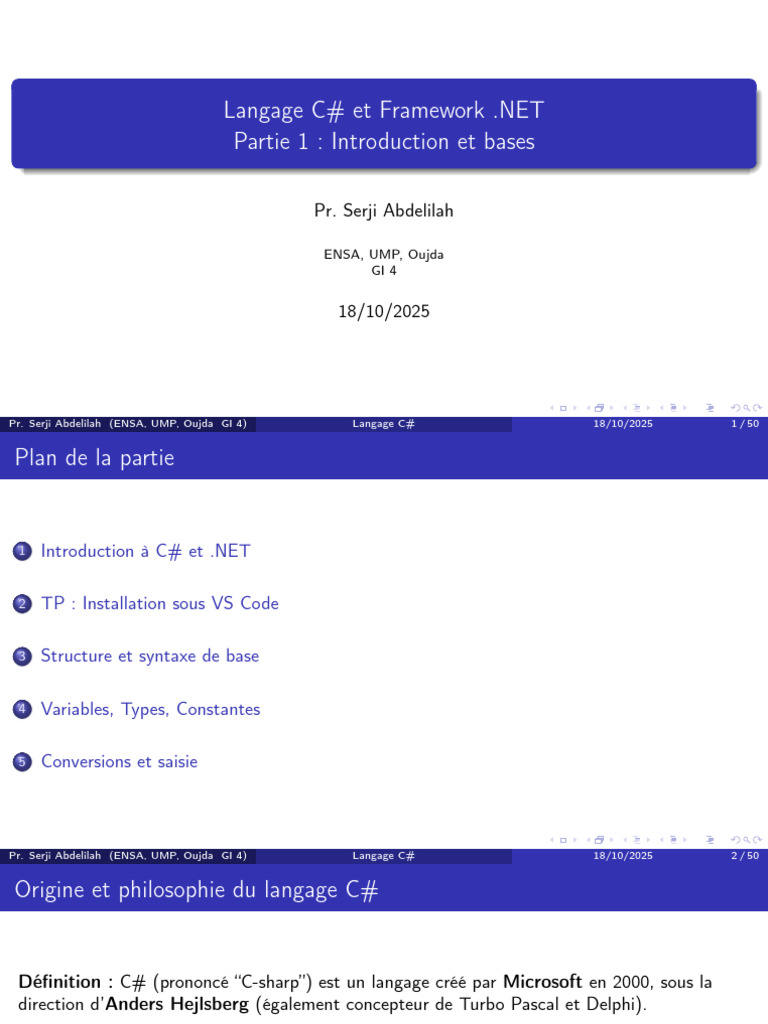 Introduction au langage C# et .NET | PDF | C# (Langage de programmation ...