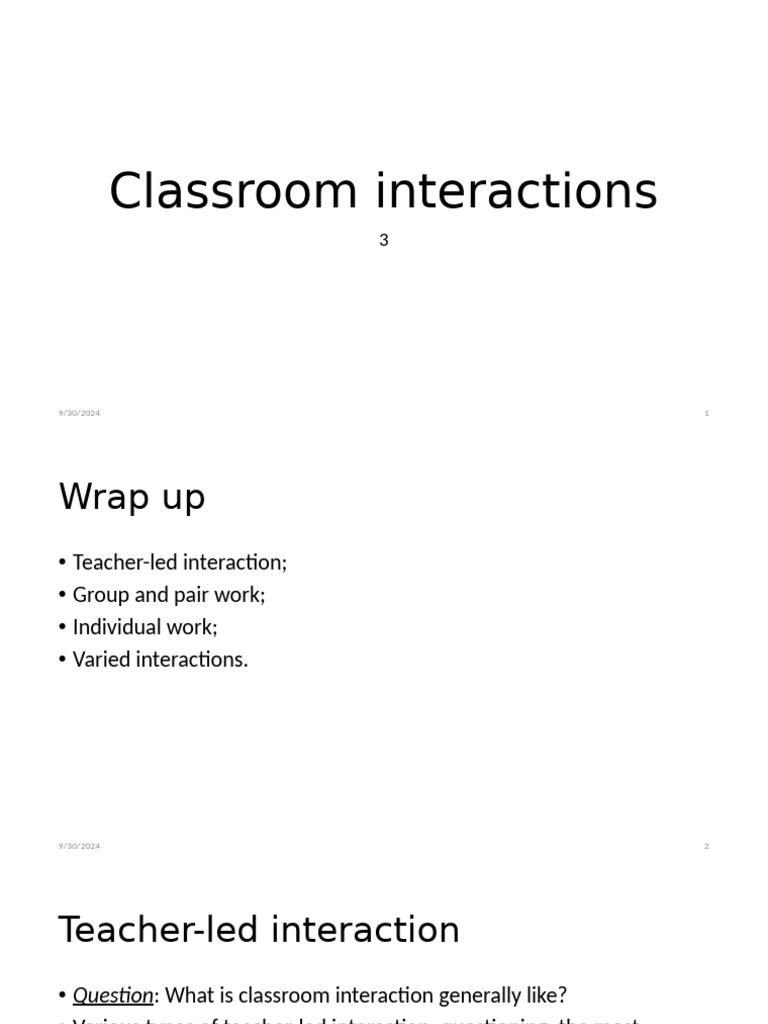 Classroom Interaction and Questioning Techniques | PDF | Learning ...