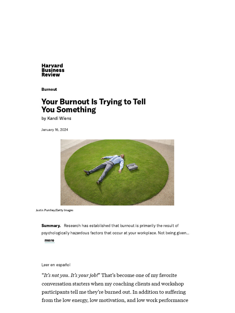 Understanding Burnout's Key Messages | PDF | Occupational Burnout ...