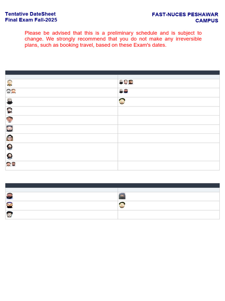 Final Exam Schedule Fall 2025 FAST-NUCES | PDF | Information Technology ...