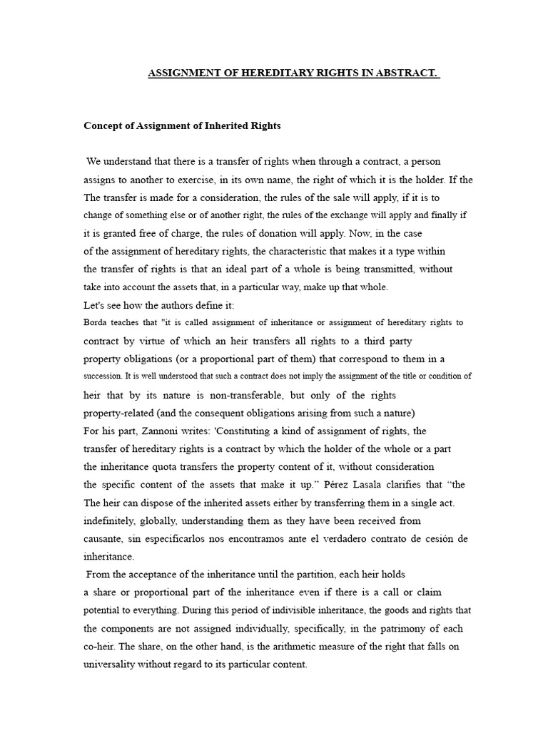 Assignment of Inheritance Rights | PDF | Assignment (Law) | Inheritance