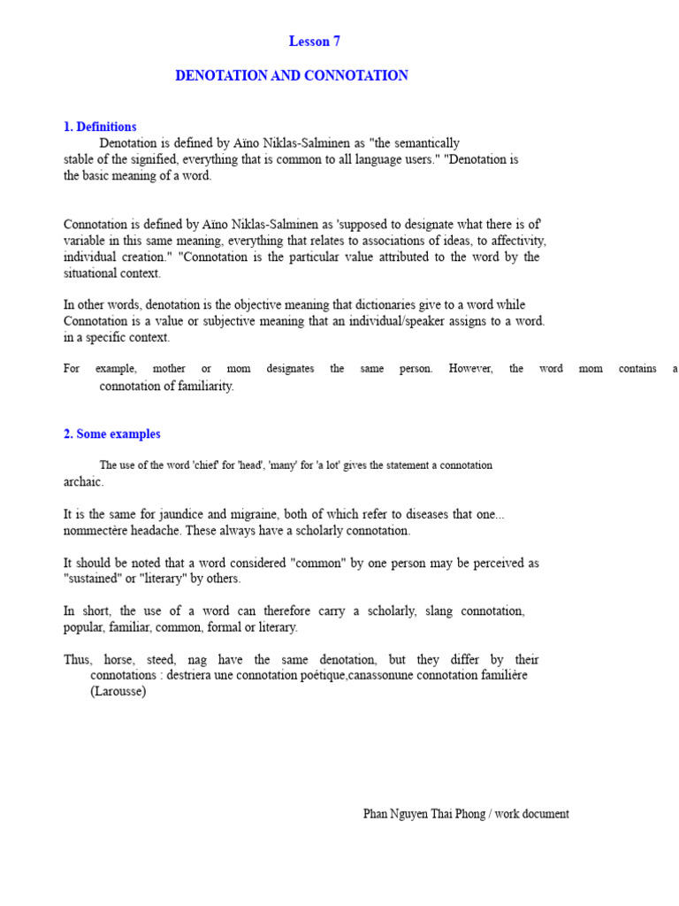 Understanding Denotation vs. Connotation | PDF