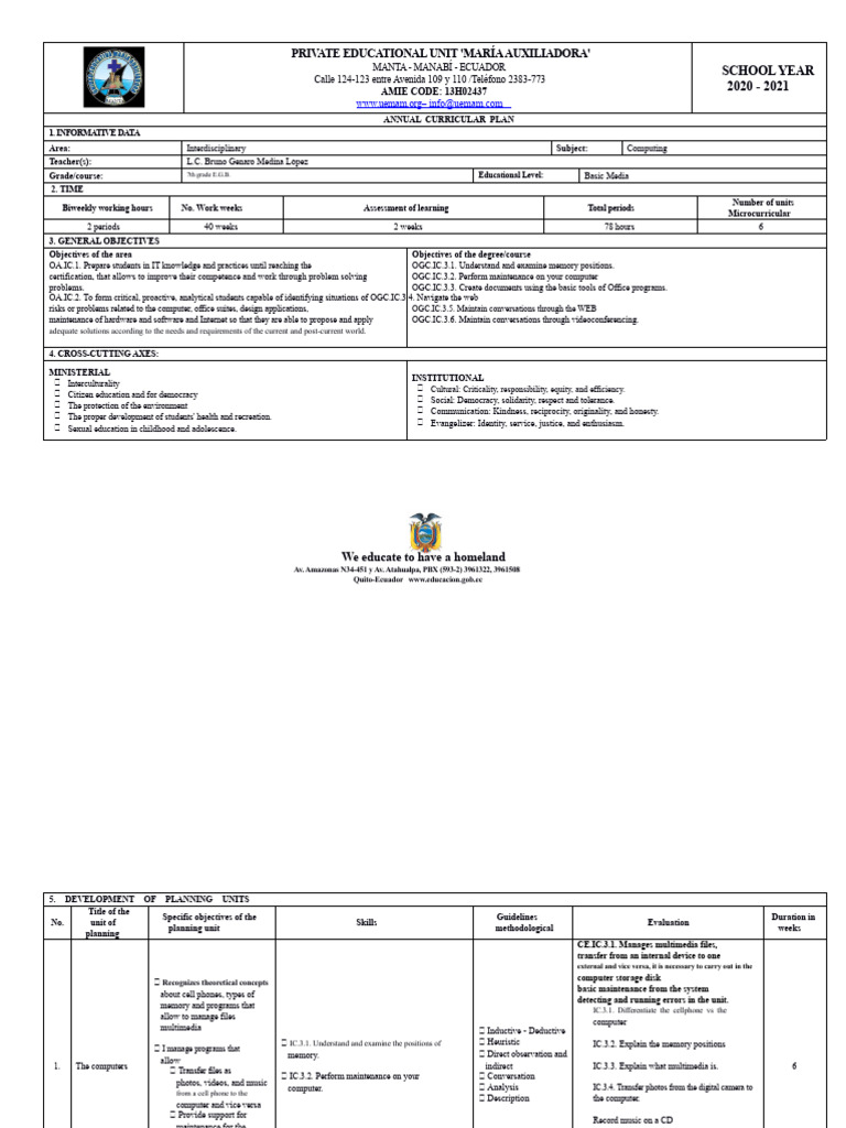 Annual Curricular Plan for Computing | PDF | Microsoft Excel ...