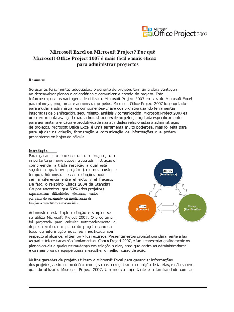 Vantagens do Microsoft Project 2007 | PDF | Programas Office | Microsoft