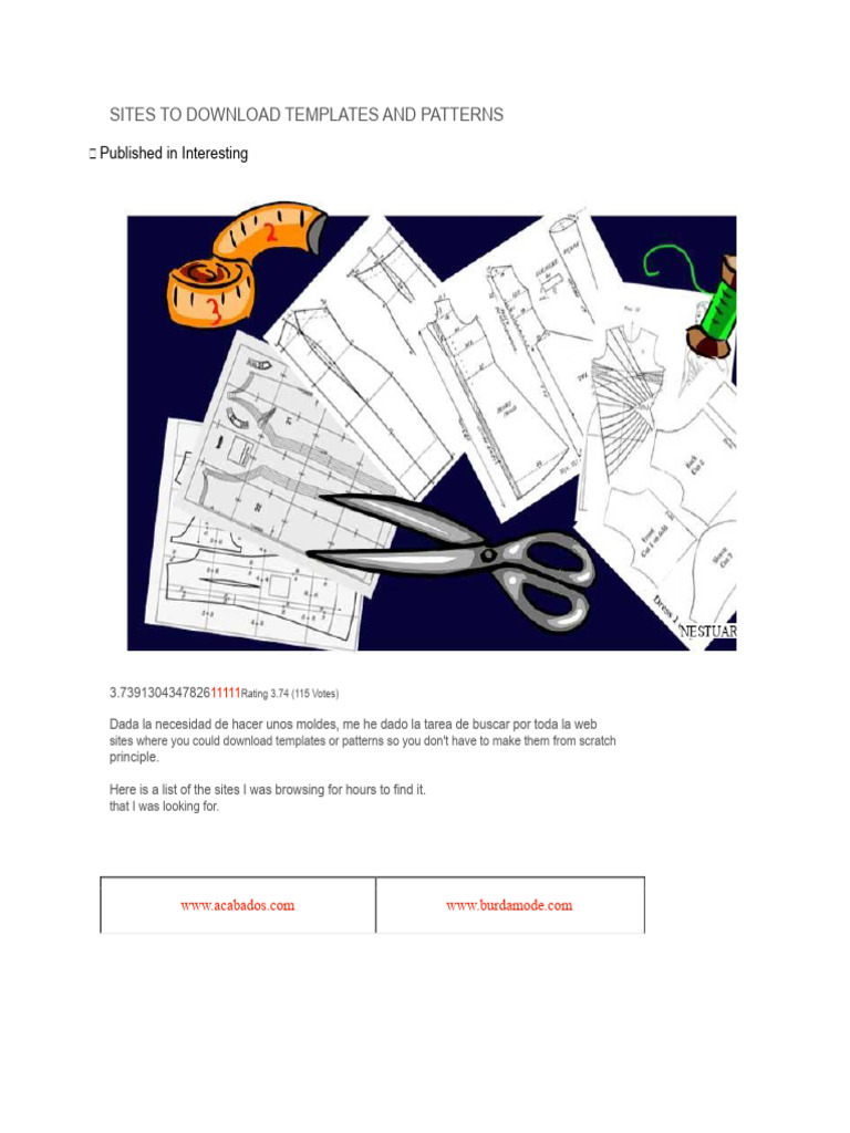 Sites To Download Templates and Patterns | PDF | Sewing | Fashion