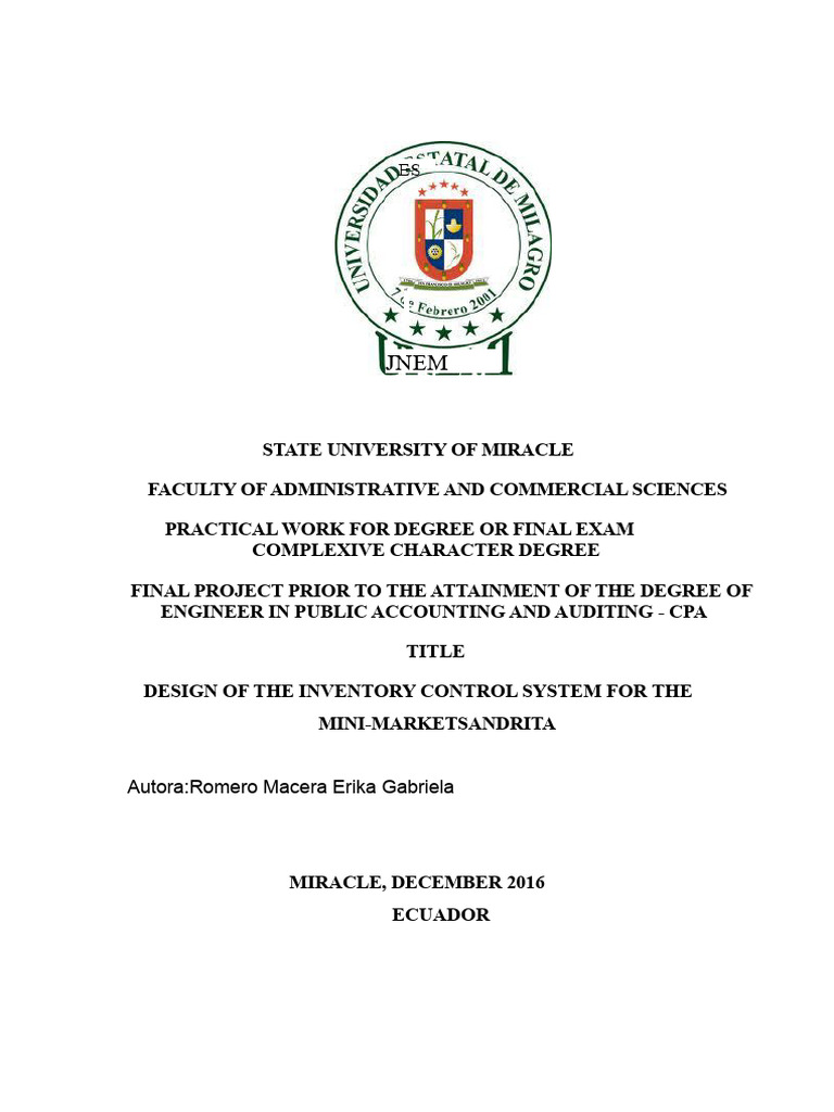 Design of The Inventory Control System For Mini-Market Sandrita | PDF ...