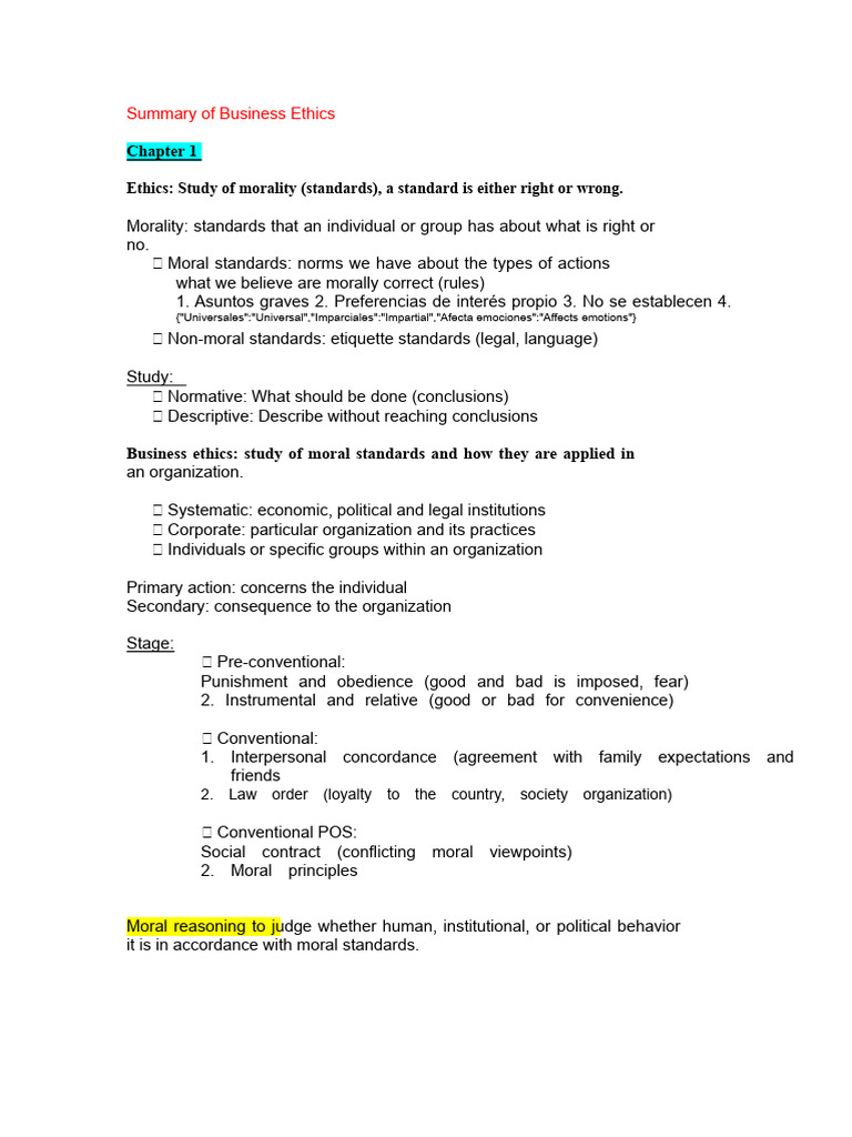 Business Ethics Overview and Principles | PDF | Morality | Justice