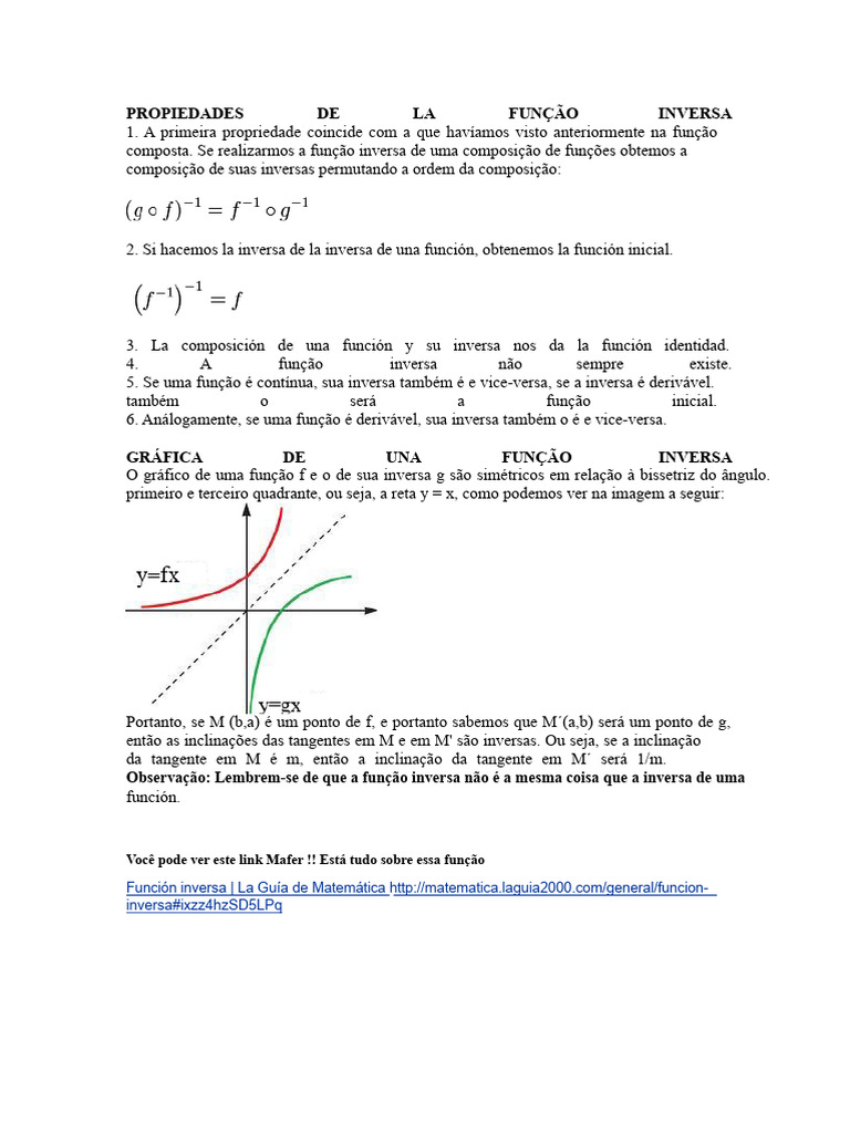 Propriedades da Função Inversa | PDF