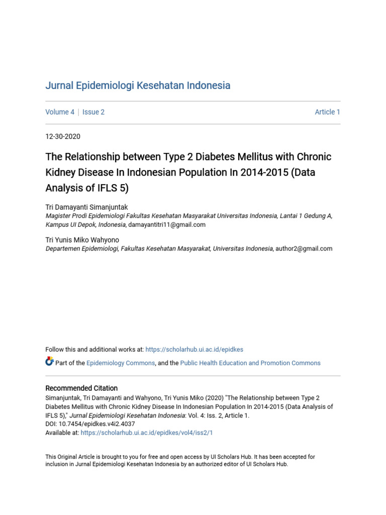 The Relationship Between Type 2 Diabetes Mellitus With Chronic Ki | PDF ...
