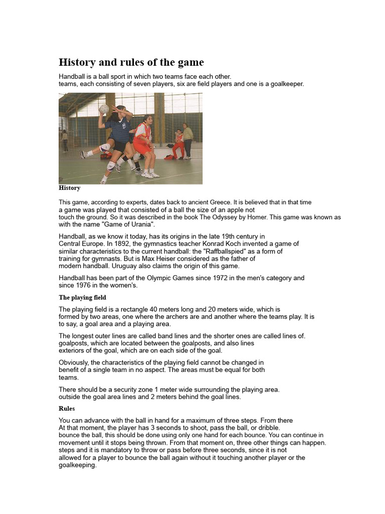 Handball History and Game Rules | PDF | Association Football | Sport ...