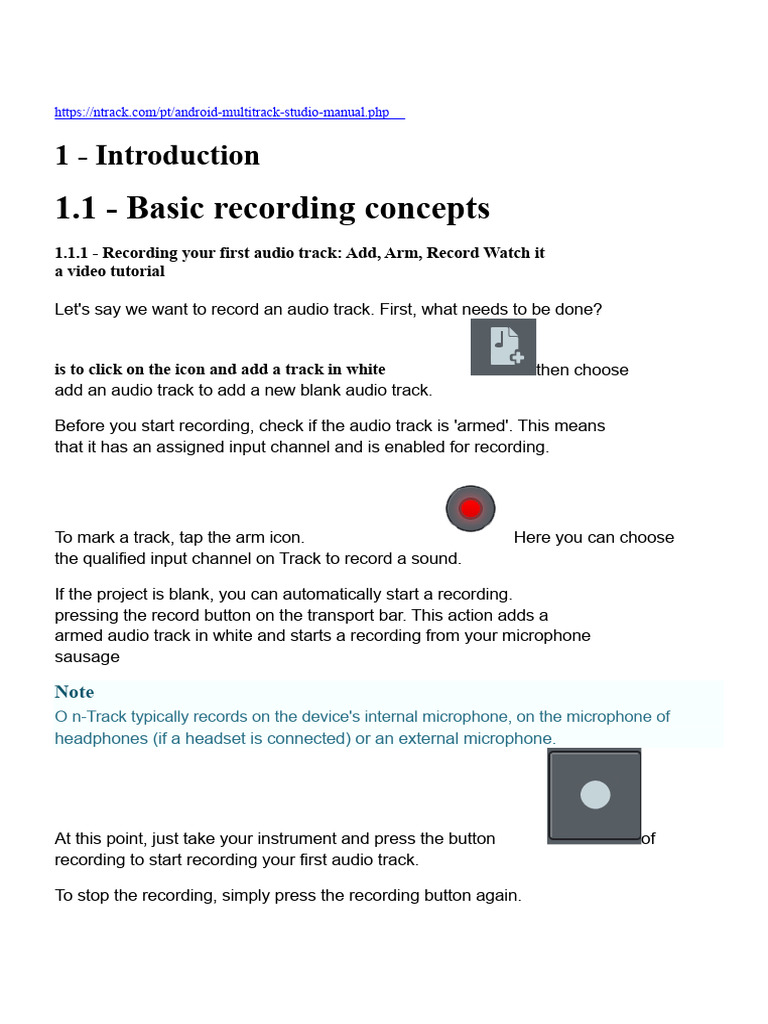 n-Track Android Audio Recording Guide | PDF | Usb | Microphone