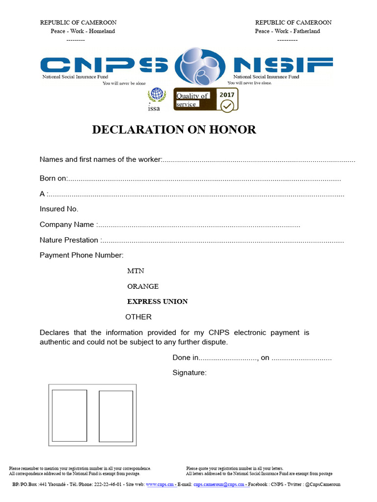 CNPS Electronic Payment Declaration Form | PDF