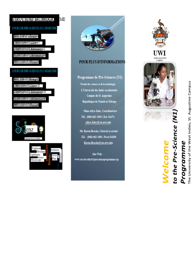 Programme Pré-Science UWI St. Augustine | PDF | Chimie | Science