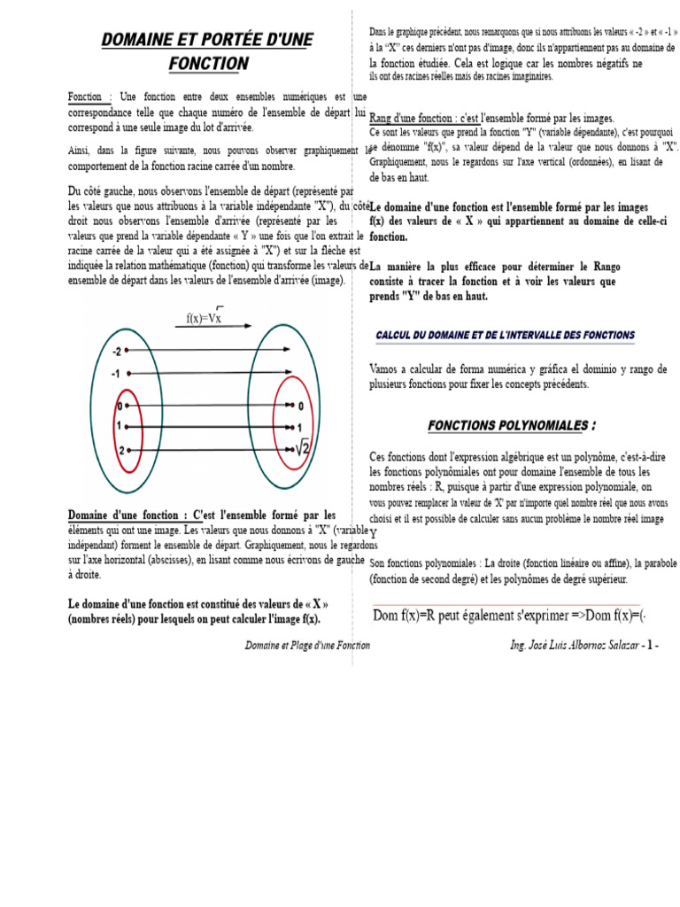 Domaine et Intervalle des Fonctions Mathématiques | PDF | Fonction ...