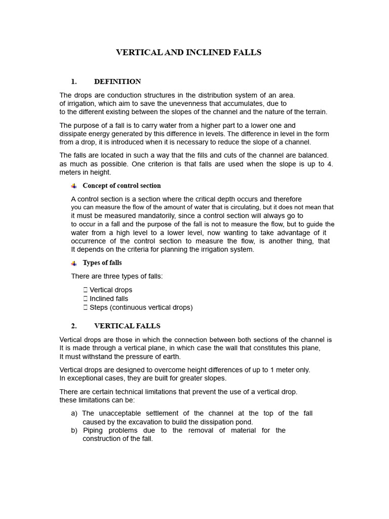 Vertical and Inclined Falls in Irrigation | PDF | Dam | Civil Engineering