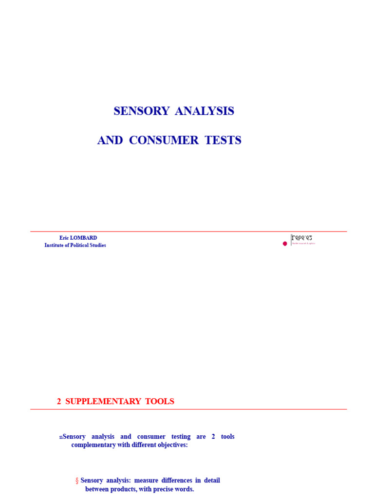 Sensory Analysis vs. Consumer Testing | PDF | Perception | Taste