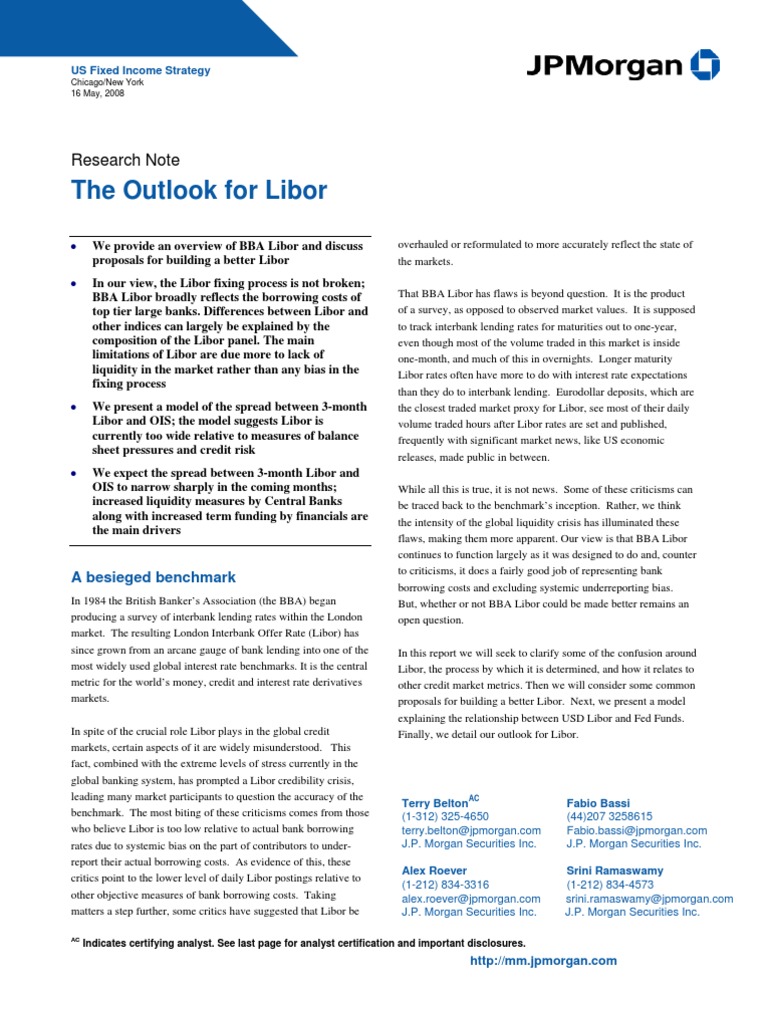 Libor Outlook PDF Libor Interbank Lending Market