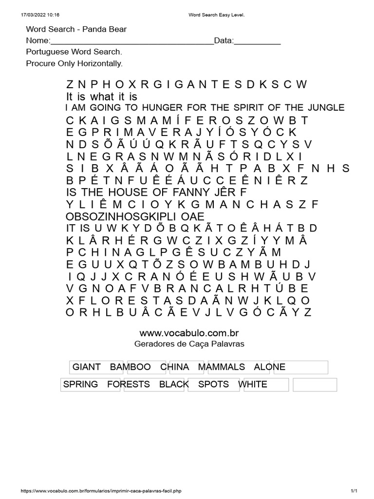 Word Search Easy Level | PDF