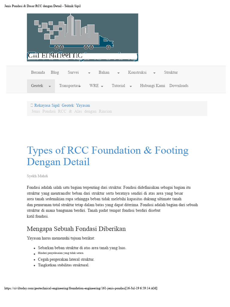 Jenis Pondasi RCC dan Rincian Teknik Sipil | PDF