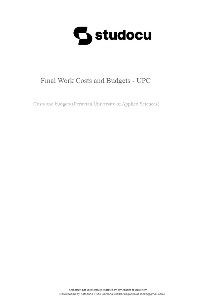 Final Project Costs and Budgets Upc | PDF | Business Economics ...