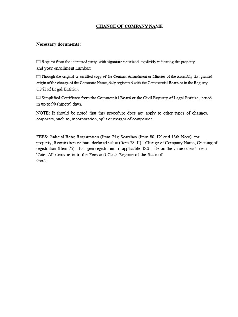 Change of Company Name Procedure Guide | PDF
