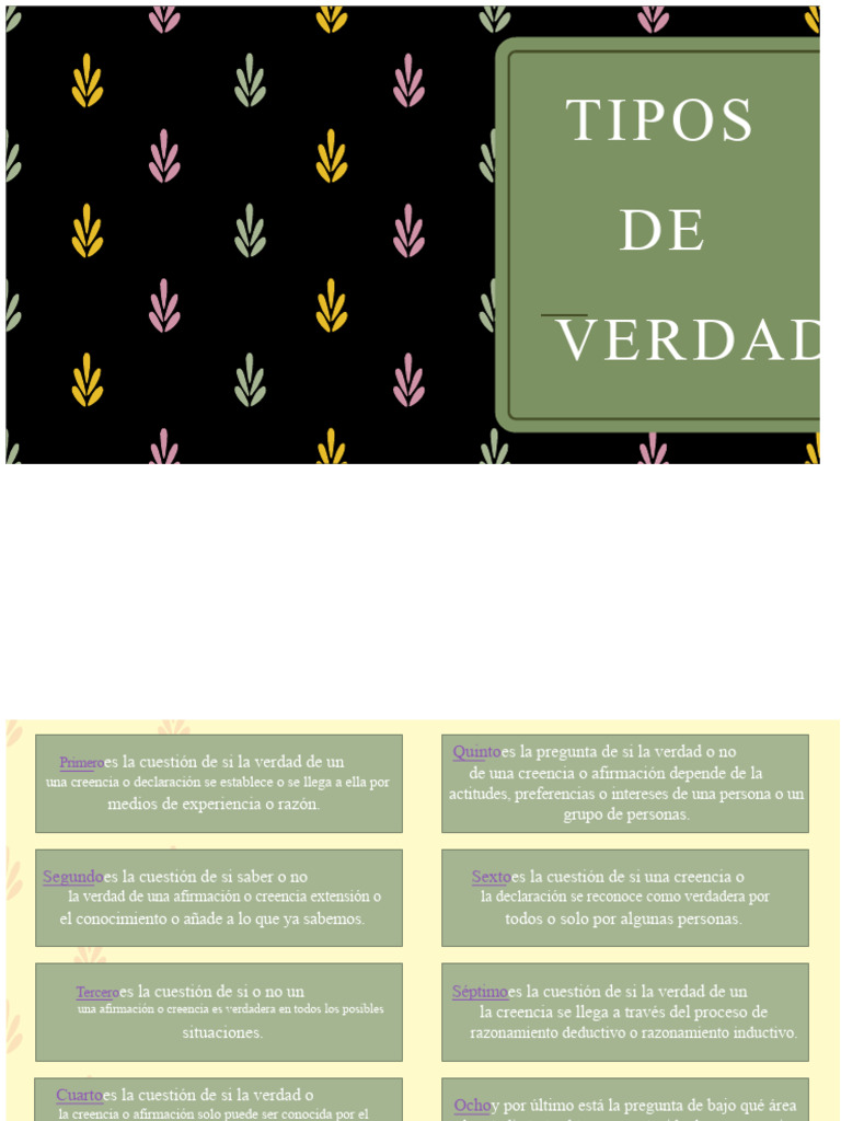 Tipos de Verdad: Definiciones y Ejemplos | PDF | Verdad | Razón