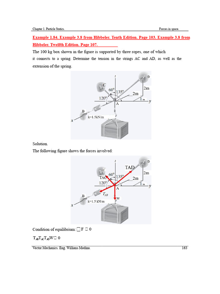 Static of Particles Forces in Space Exercise 39 | PDF | Force | Tension ...