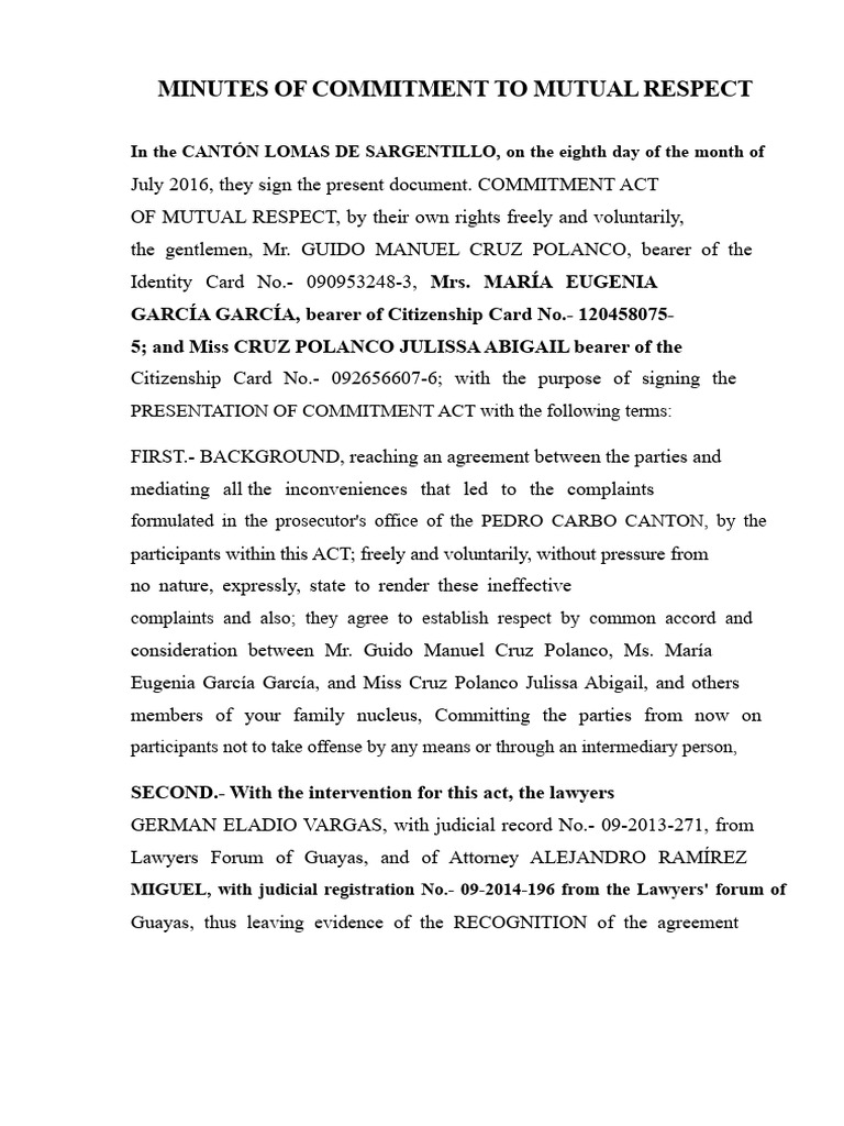 Act of Commitment To Mutual Respect | PDF | Public Law | Governance