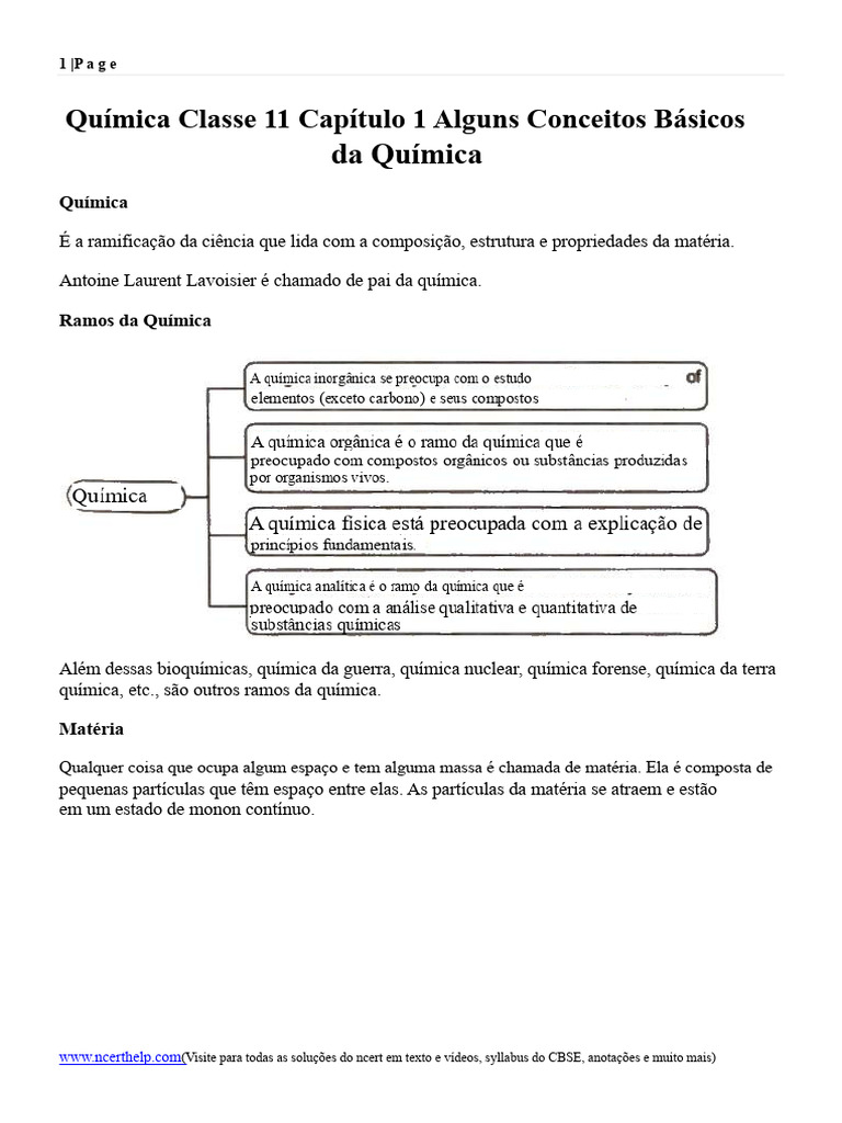 Conceitos Básicos de Química para 11º Ano | PDF | Mol (unidade) | Química