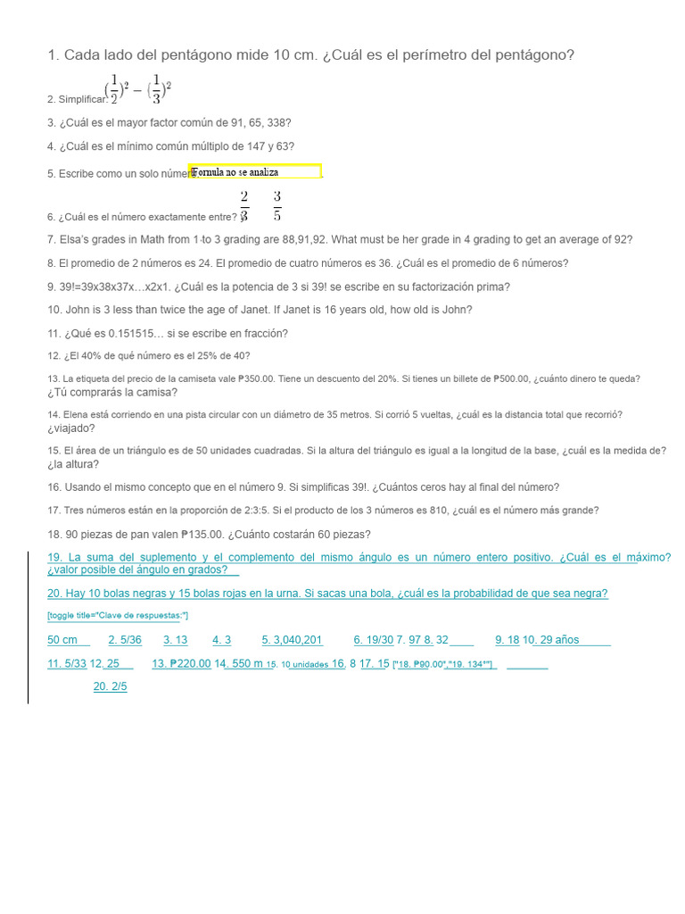 Ejercicios de Matemáticas y Problemas Resueltos | PDF | Triángulo ...