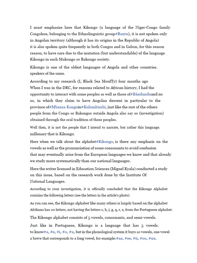 Kikongo class | PDF | Angola | Vowel