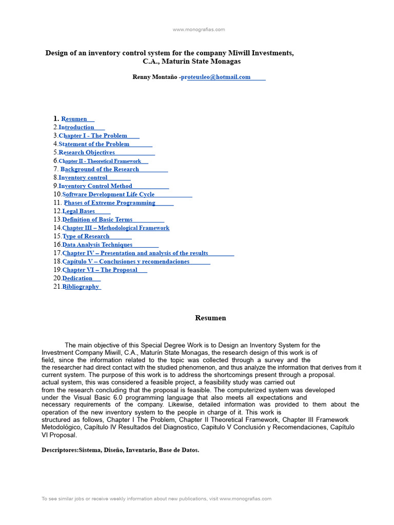 Inventory Control System Design for Miwill | PDF | Databases | System