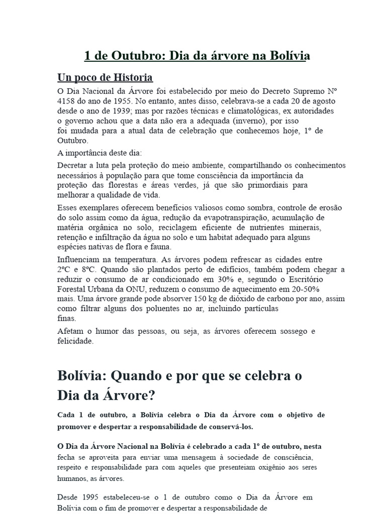 1 de Outubro Dia Da Árvore | PDF | Árvores | Madeira