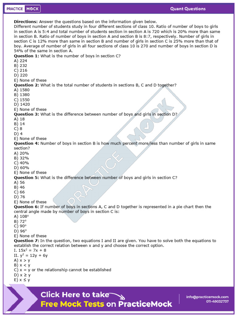 Class 10 Quantitative Analysis Questions | PDF | Circle | Speed
