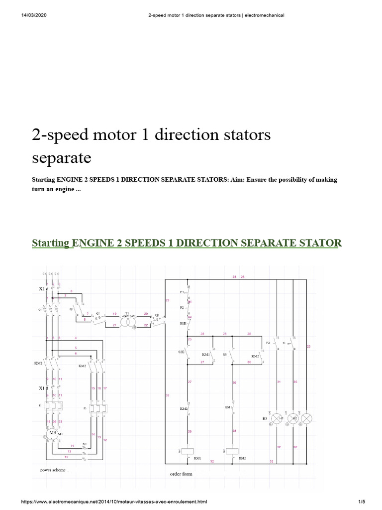 2-Speed Motor 1 Direction Stators Separate - Electromechanical | PDF ...