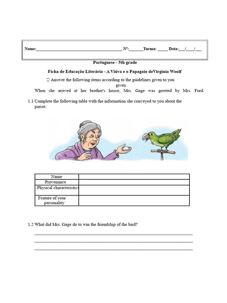 5th Grade Literary Education Worksheet | PDF