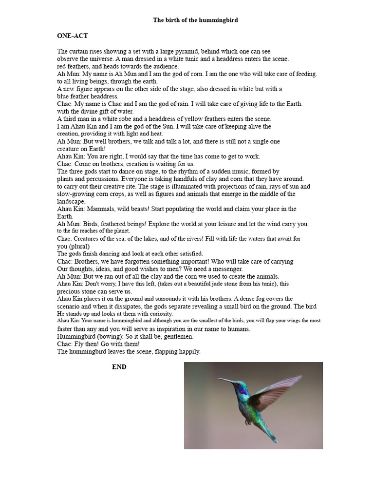 The Creation of the Hummingbird | PDF