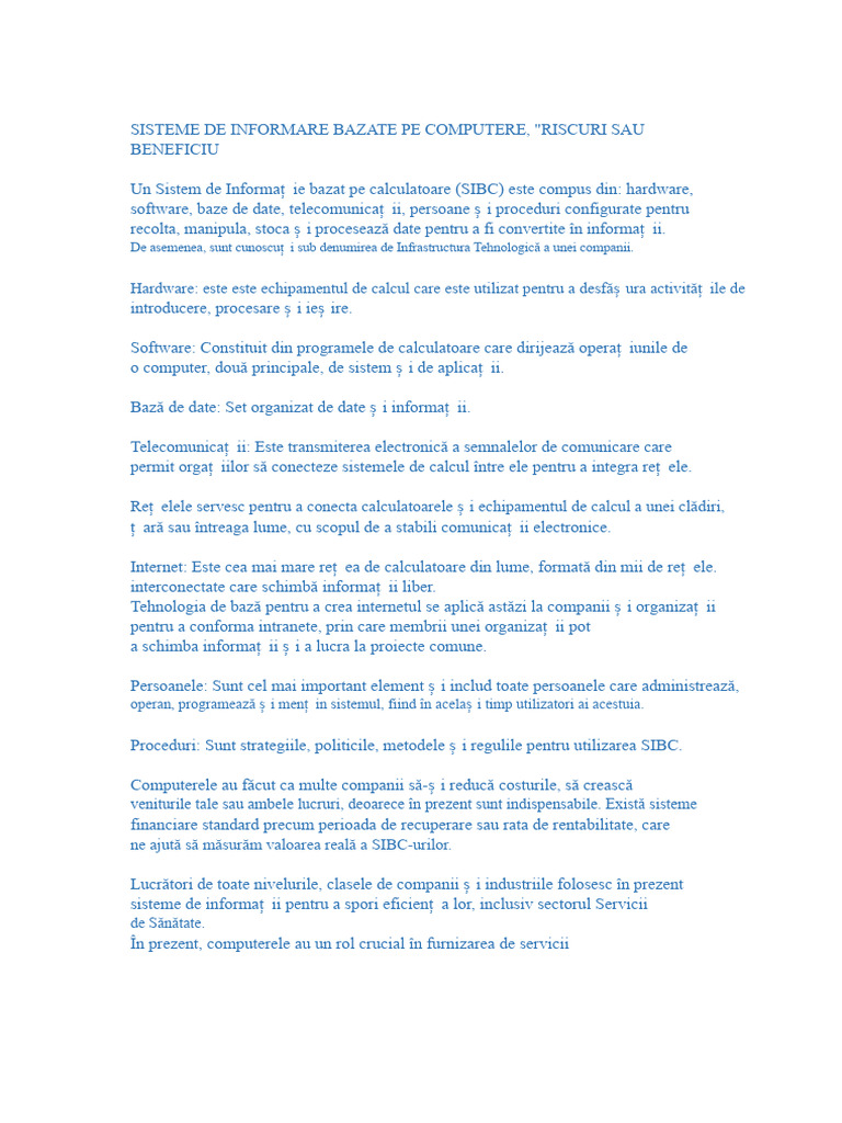 Sisteme de Informare Bazate Pe Computere | PDF
