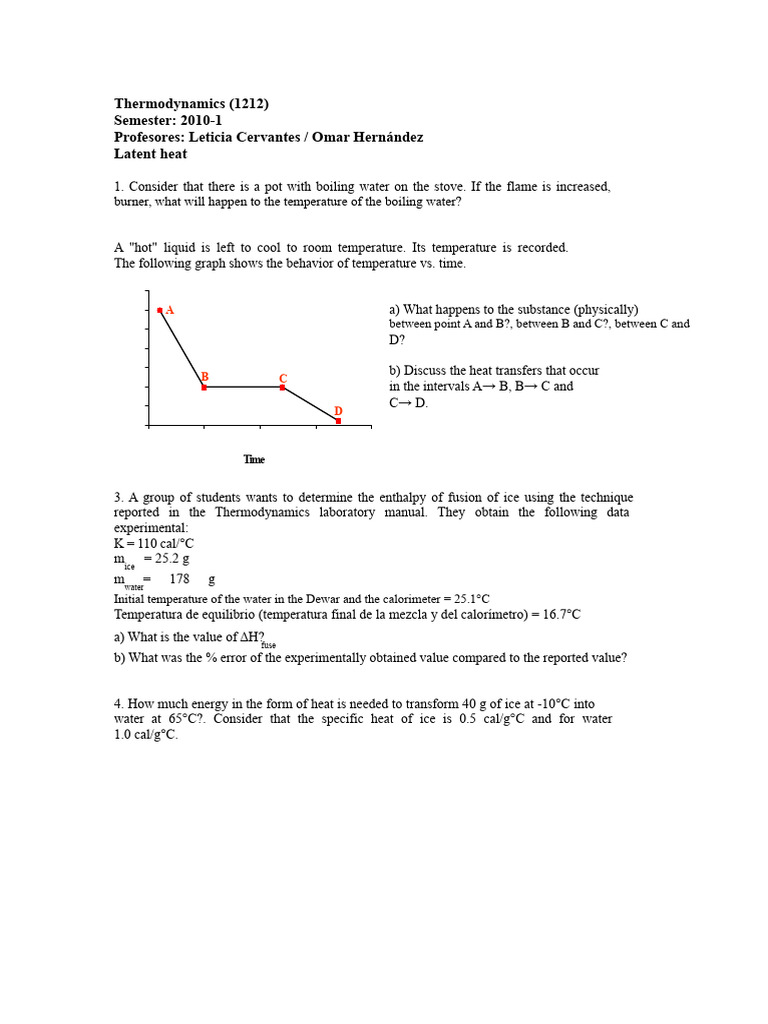 Latent Heat of Fusion - Proposed Exercises | PDF