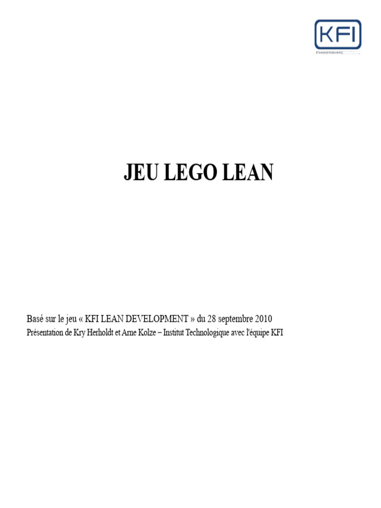 Jeu LEGO Lean : Optimisation de Production | PDF | Lean (production ...