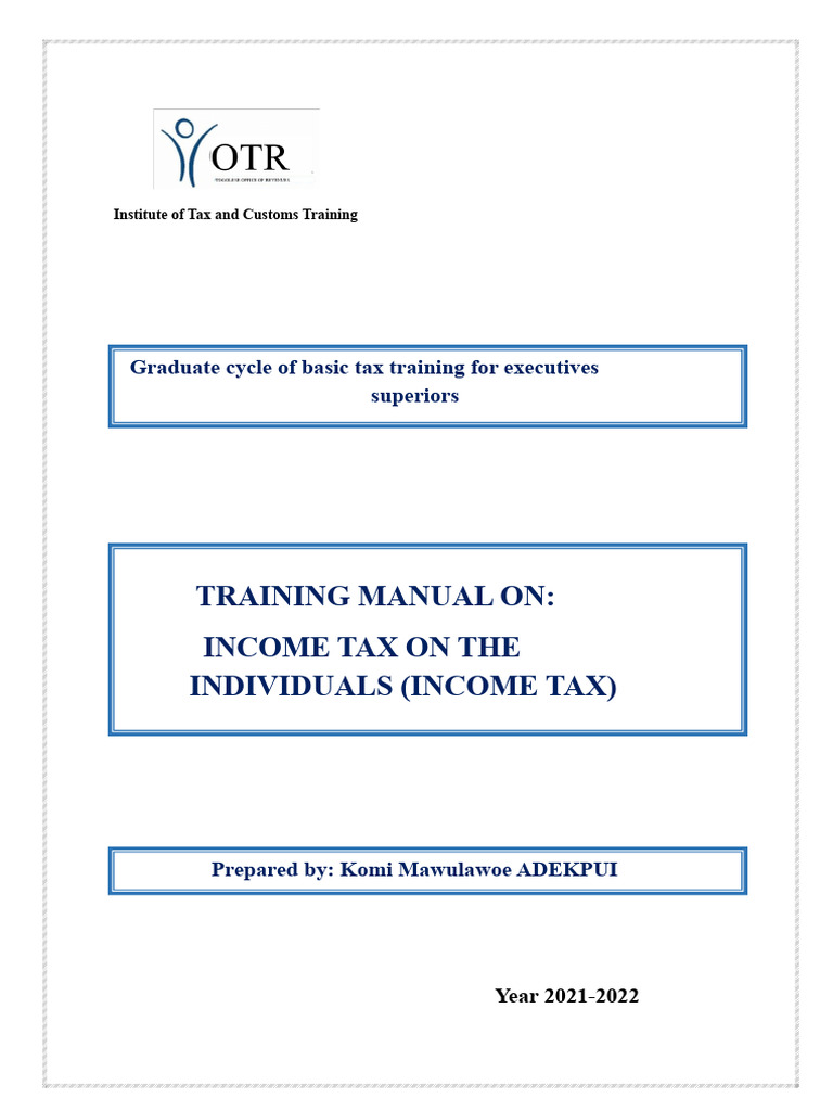Individual Income Tax Training Manual | PDF | Taxes | Income Tax